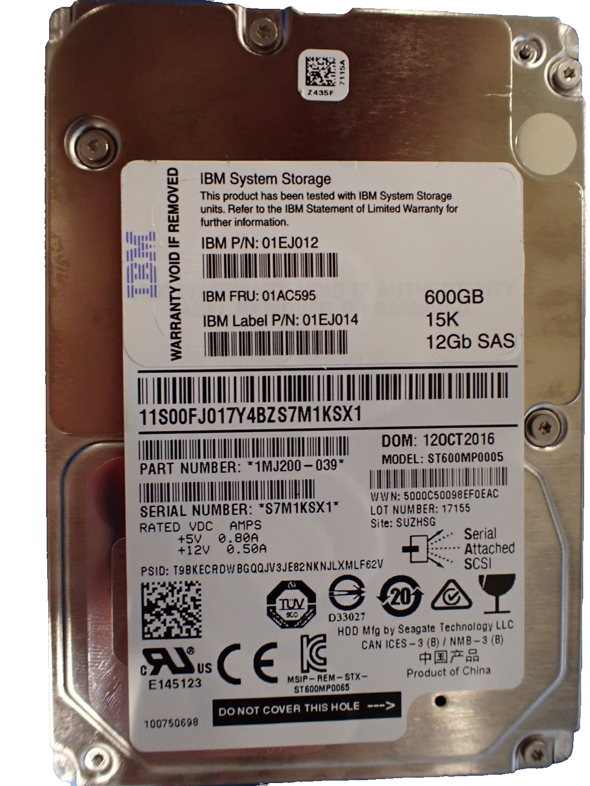 IBM 01AC595 600GB 15K 12GB 2.5" SAS HDD Internal Hard Disk Drives 