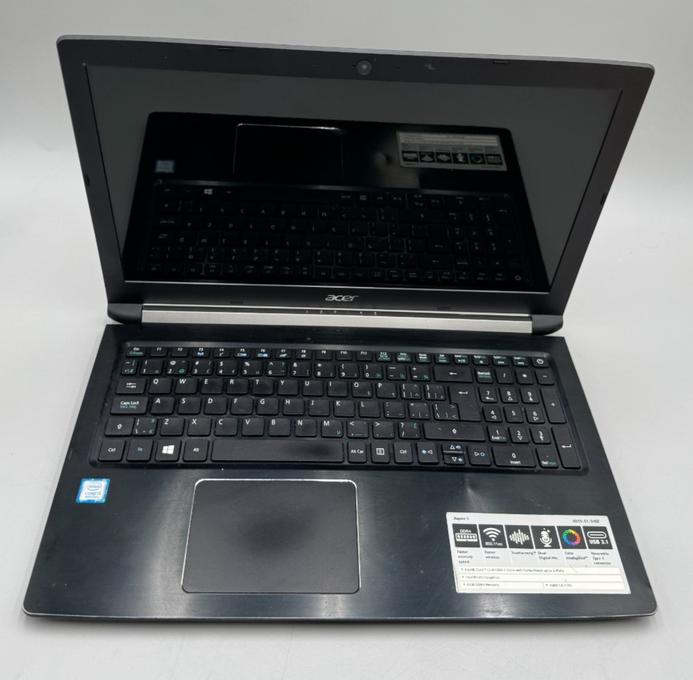 Acer Aspire A5 15-51 i3-8130H 2.2GHz 15.6" 256GB SSD 20GB DDR4 Black Laptop Good