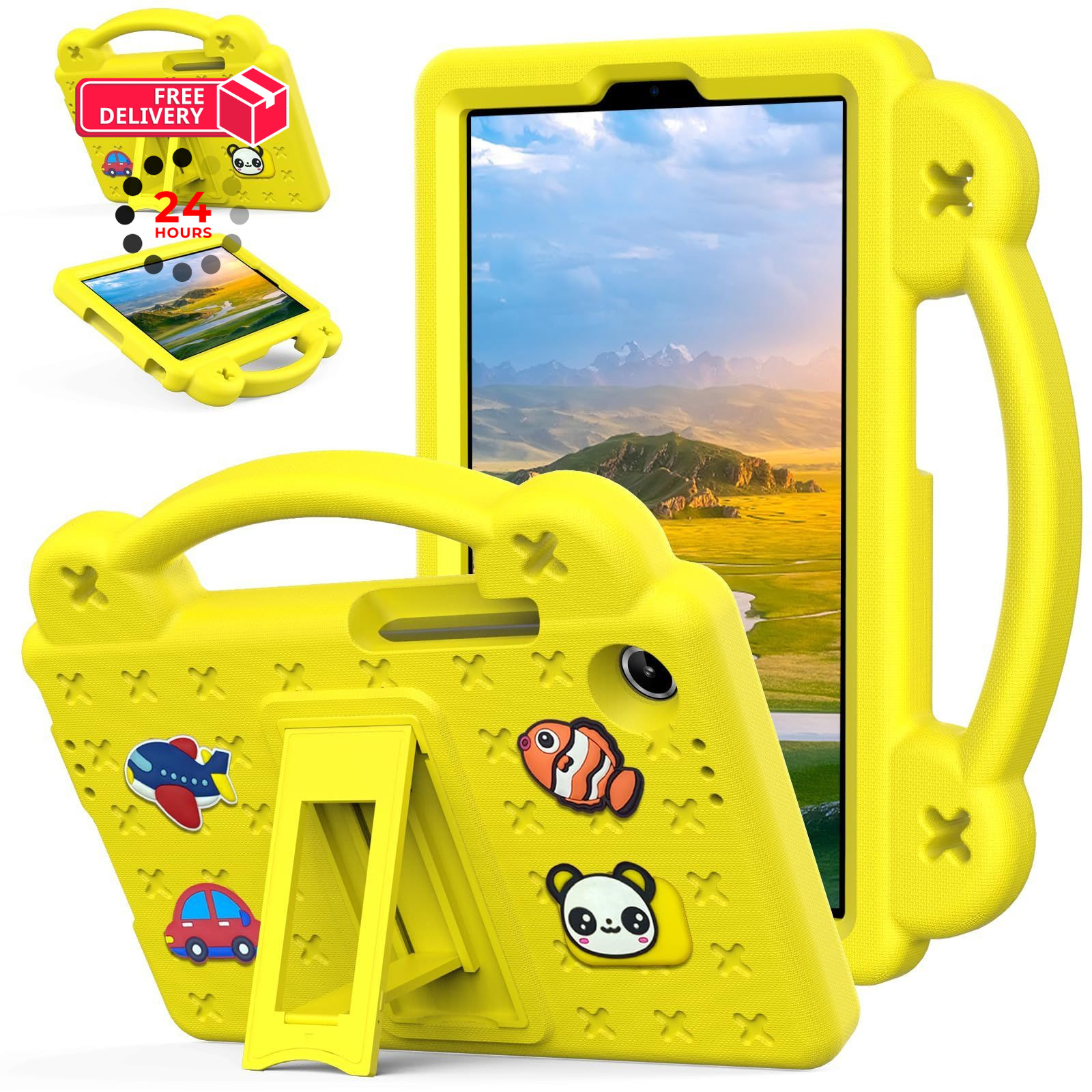 YRH for Lenovo Tab One 8.7 inch Case 2025, Kids Cartoon EVA One, Yellow