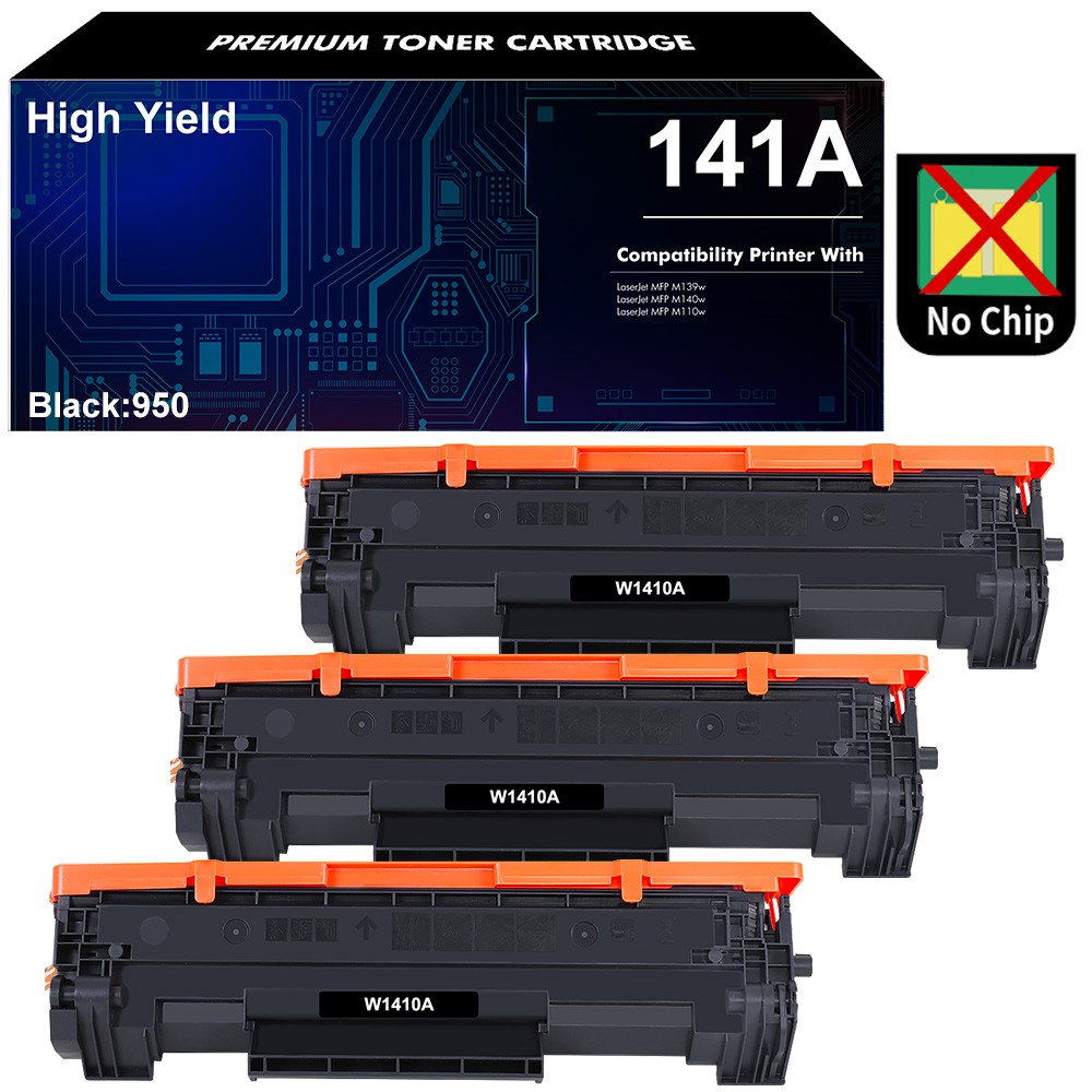 3PK 141A W1410A Toner Fits for HP LaserJet M110w MFP M139w M140w M140 AA No Chip