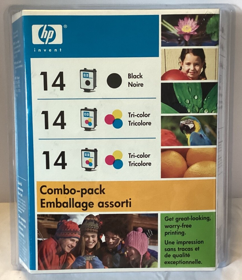 Genuine HP Invent 14 Black & Tri-Color Ink Cartridges Combo Pack - Sealed - Exp