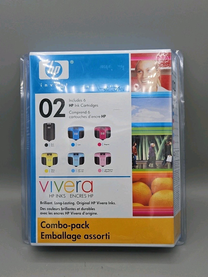 Combo-Pack Genuine HP 02 Series 6-Pack Vivera Ink Cartridges 3110 3210 3310 8250