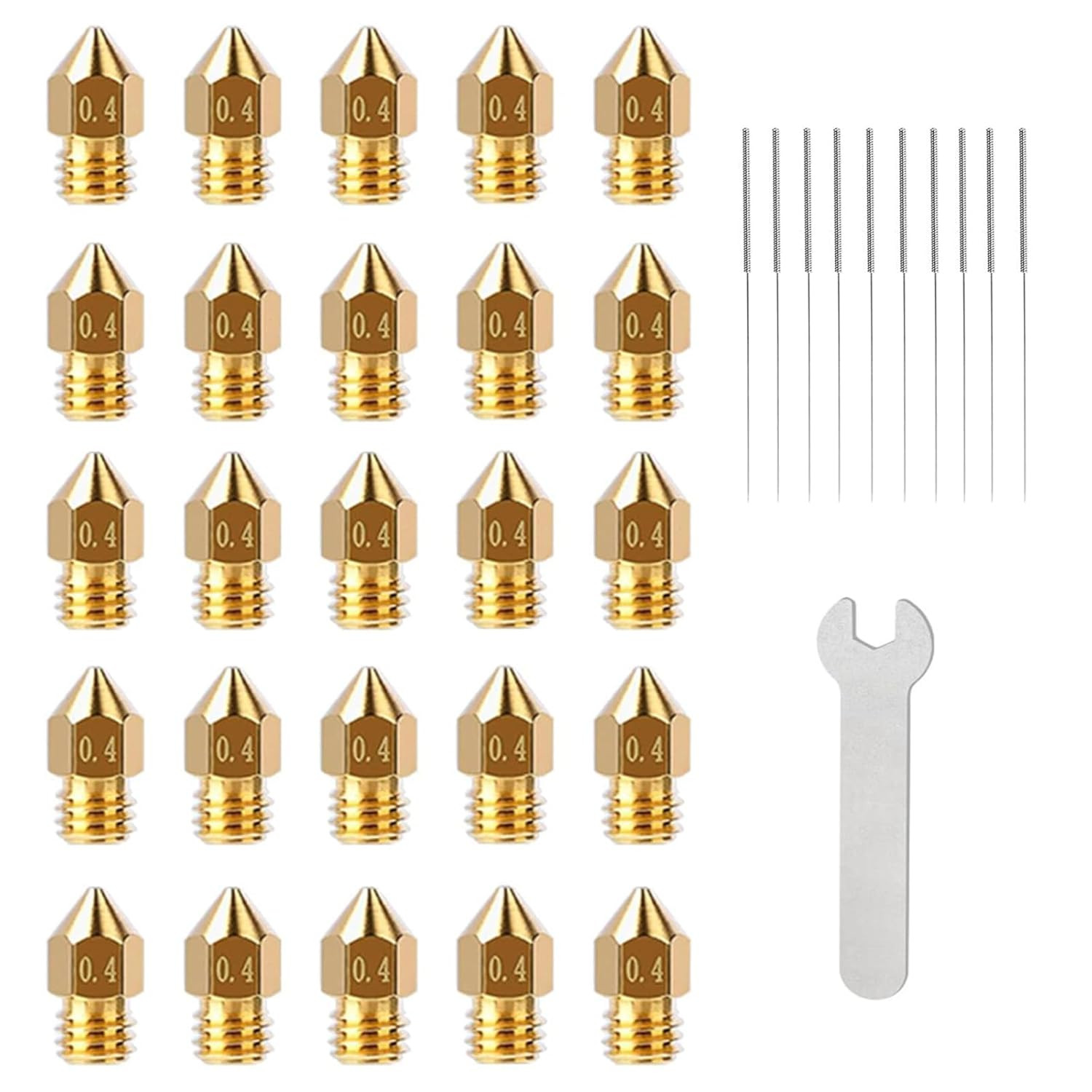 25PCS MK8 0.4Mm Brass 3D Printer Nozzles Kit, High-Temp Resistant Hotend