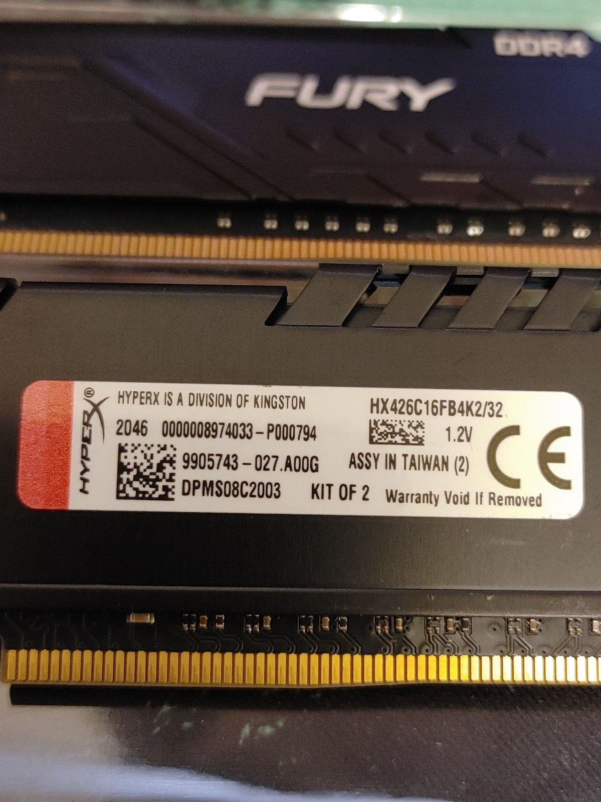 kingston hyperx fury ddr4 32gb 2046mhz C16