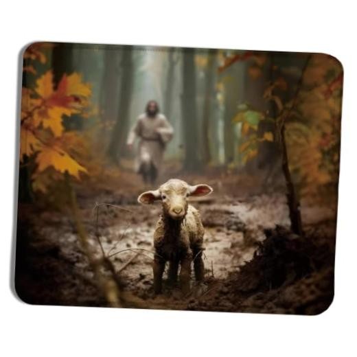 Christian Jesus Mouse Pad 7.9x9.5 Inch, Jesus and Lamb Bible Verse color_o