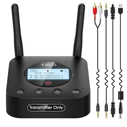 1Mii B06TX+ Bluetooth 5.3 Transmitter TV PC aptX Low Latency Adaptive HD Dual