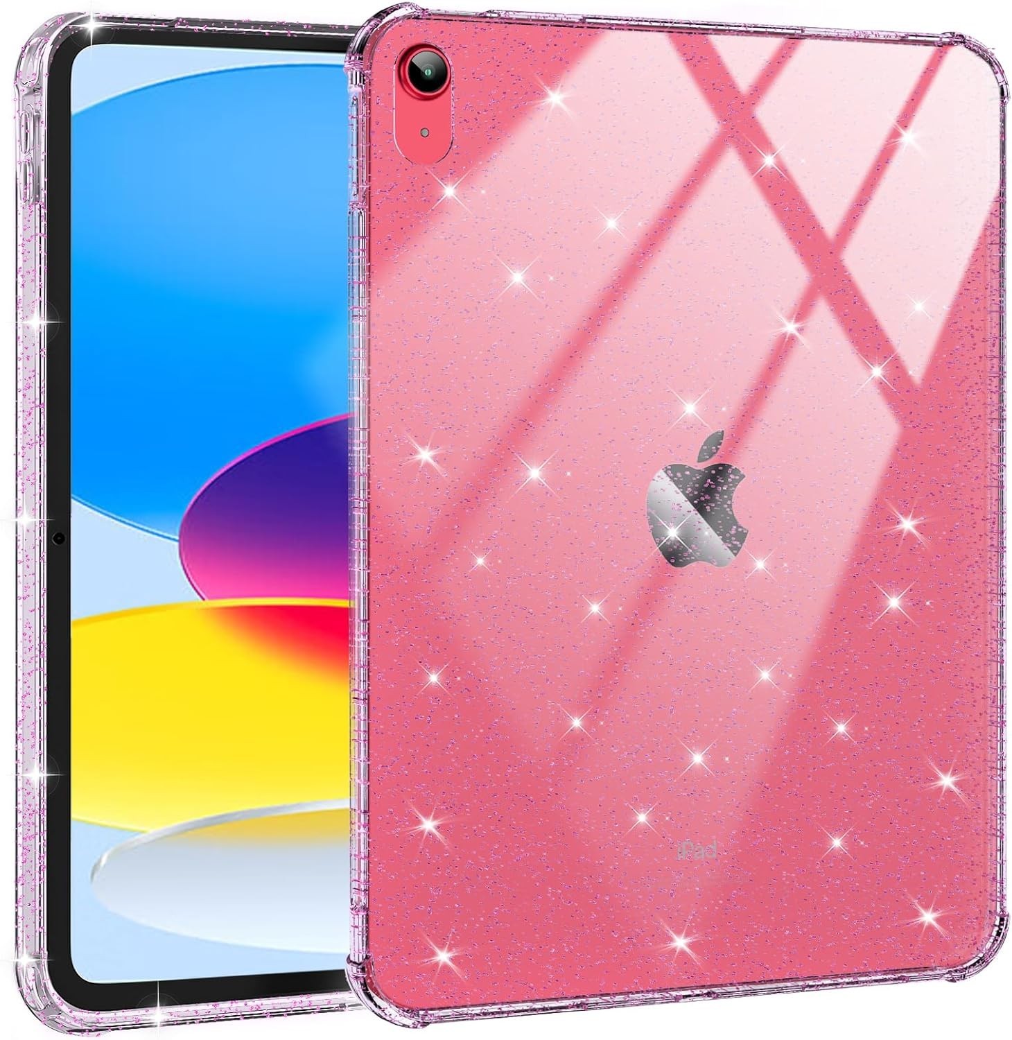 Clear Pink Glitter Shockproof Slim Case for iPad 11 (A16) 11in & iPad 10 10.9in 