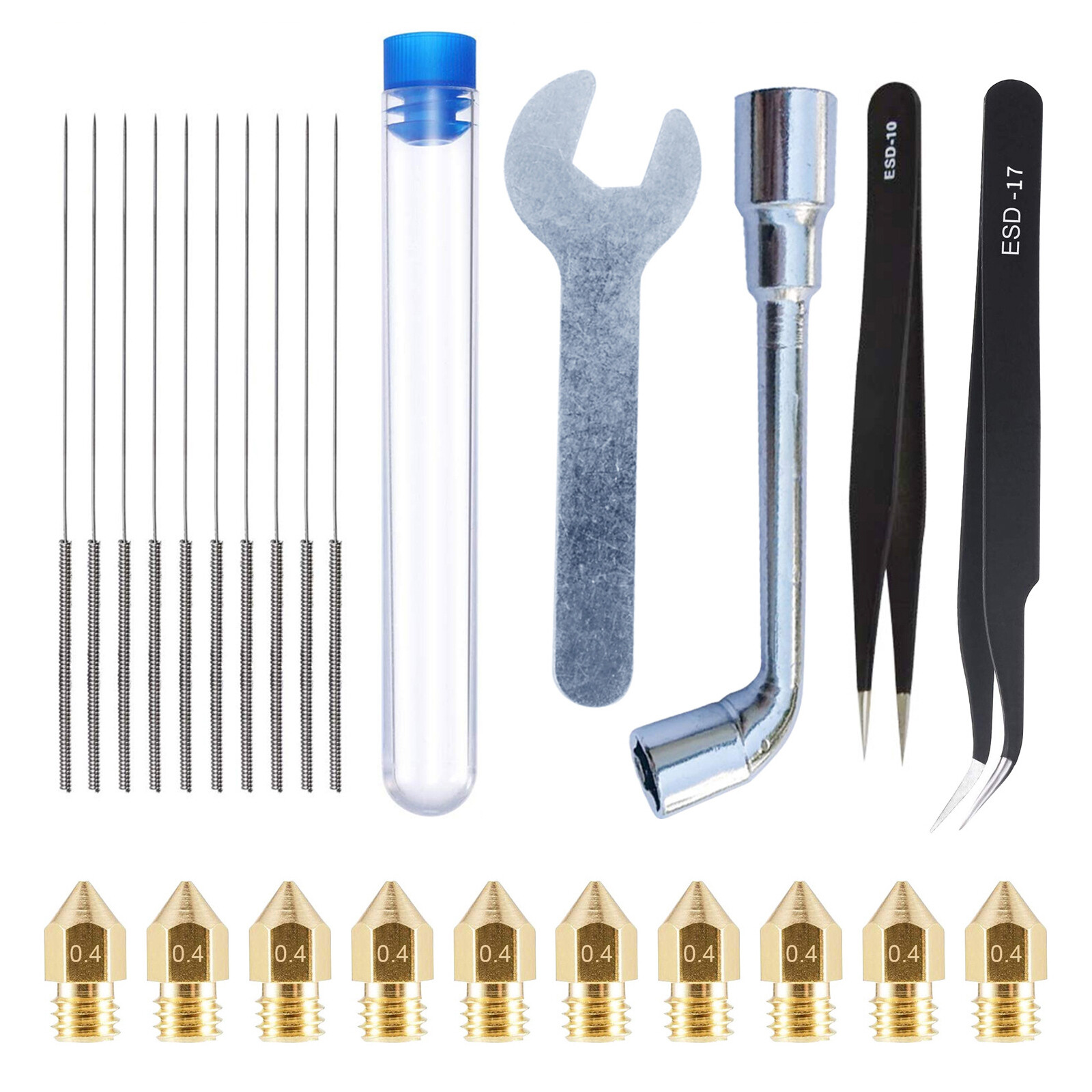 Brass Stainless Steel Printer Nozzles Nozzle Cleaning Needles Accessories Kit r