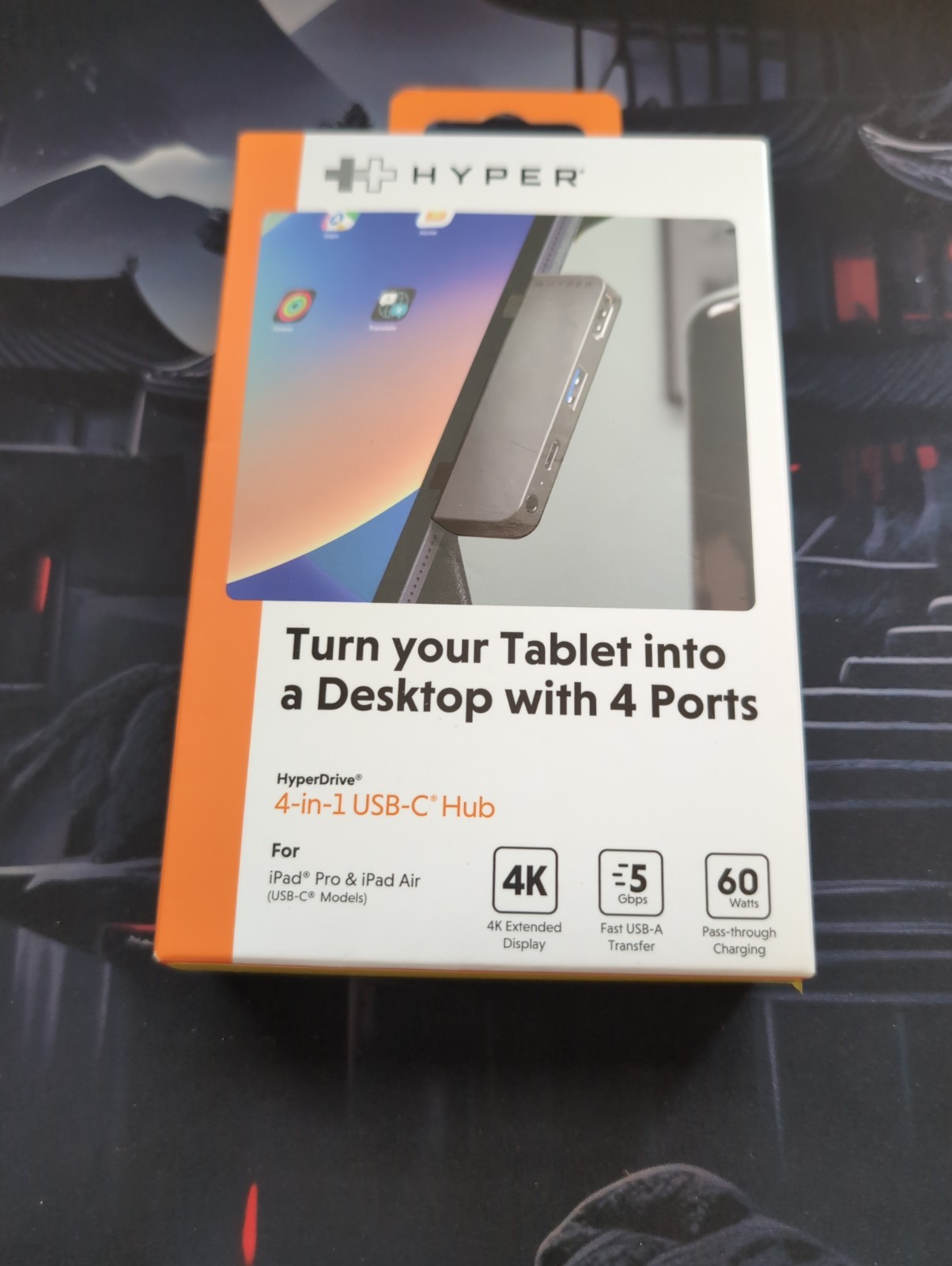 Hyper Hyperdrive 4-In-1-USB-C Hub For iPad Pro & ipad air -Grey- **Open Box**