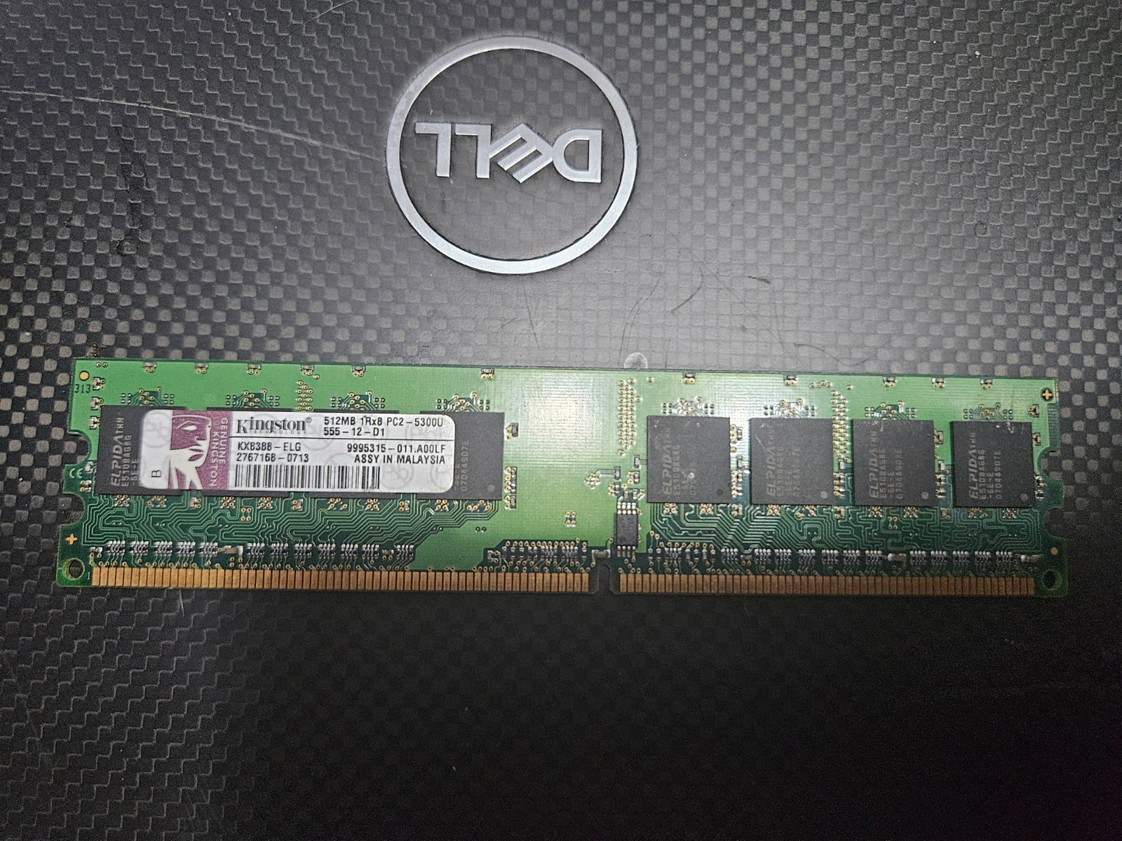 KINGSTON 512MB 1RX8 PC2-5300U 555 -12-D1 KX8388-ELG767168-0713 MEMORY