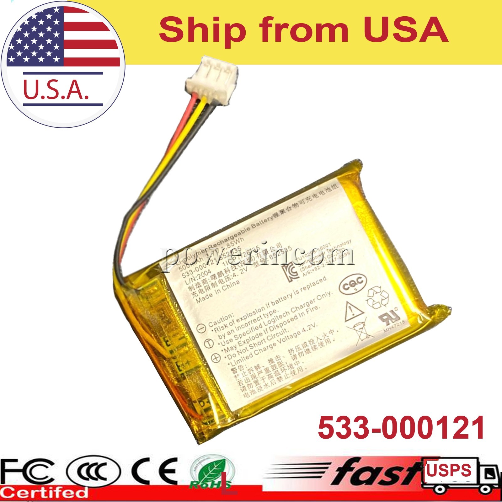 533-000121 652535 500mAh 3.7V Battery For Logitech MX Master 2 Master 3 2s