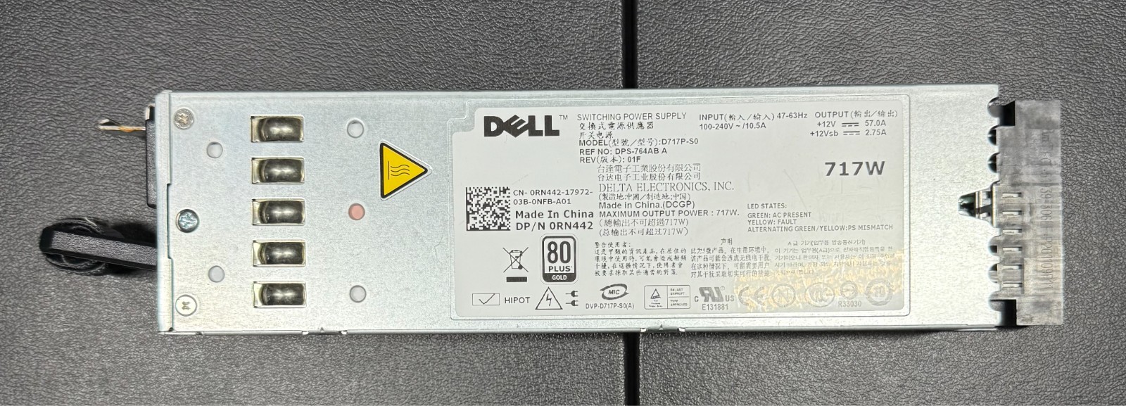 Dell DPS-764AB A D717P-S0 0RN442 Switching Power Supply 717 W