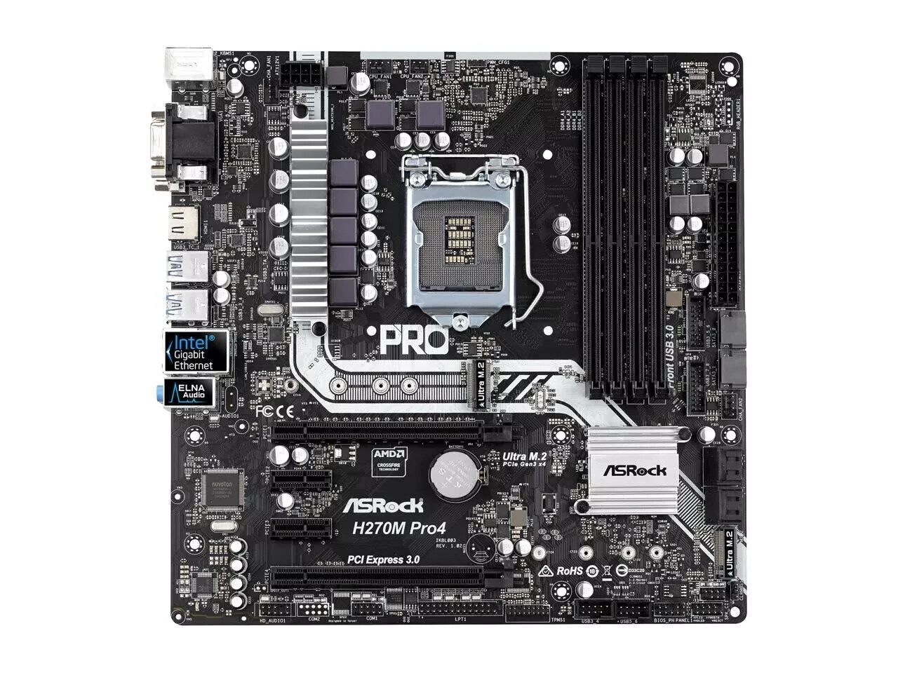 ASRock H270M Pro4 LGA 1151 Intel H270 HDMI Micro ATX Intel Motherboard