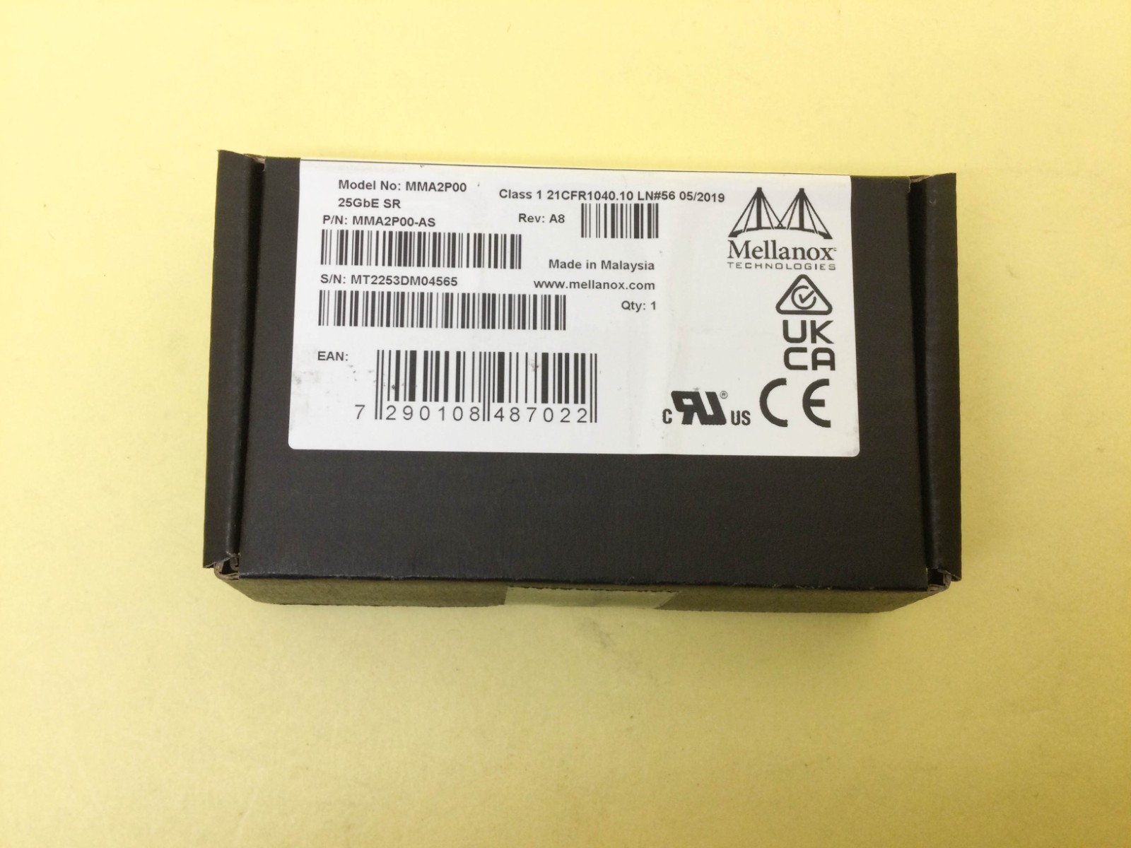 Mellanox 25GbE SFP28 LCLC 850nm SR Optical Transceiver MMA2P00-AS New