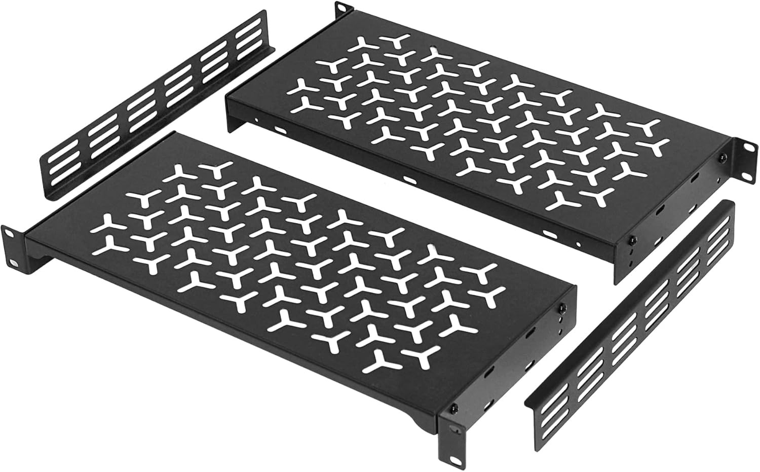 1U Rack Shelves (2-Pack), 2 PCS 8" Deep Cantilever, with Optional 8INCH 