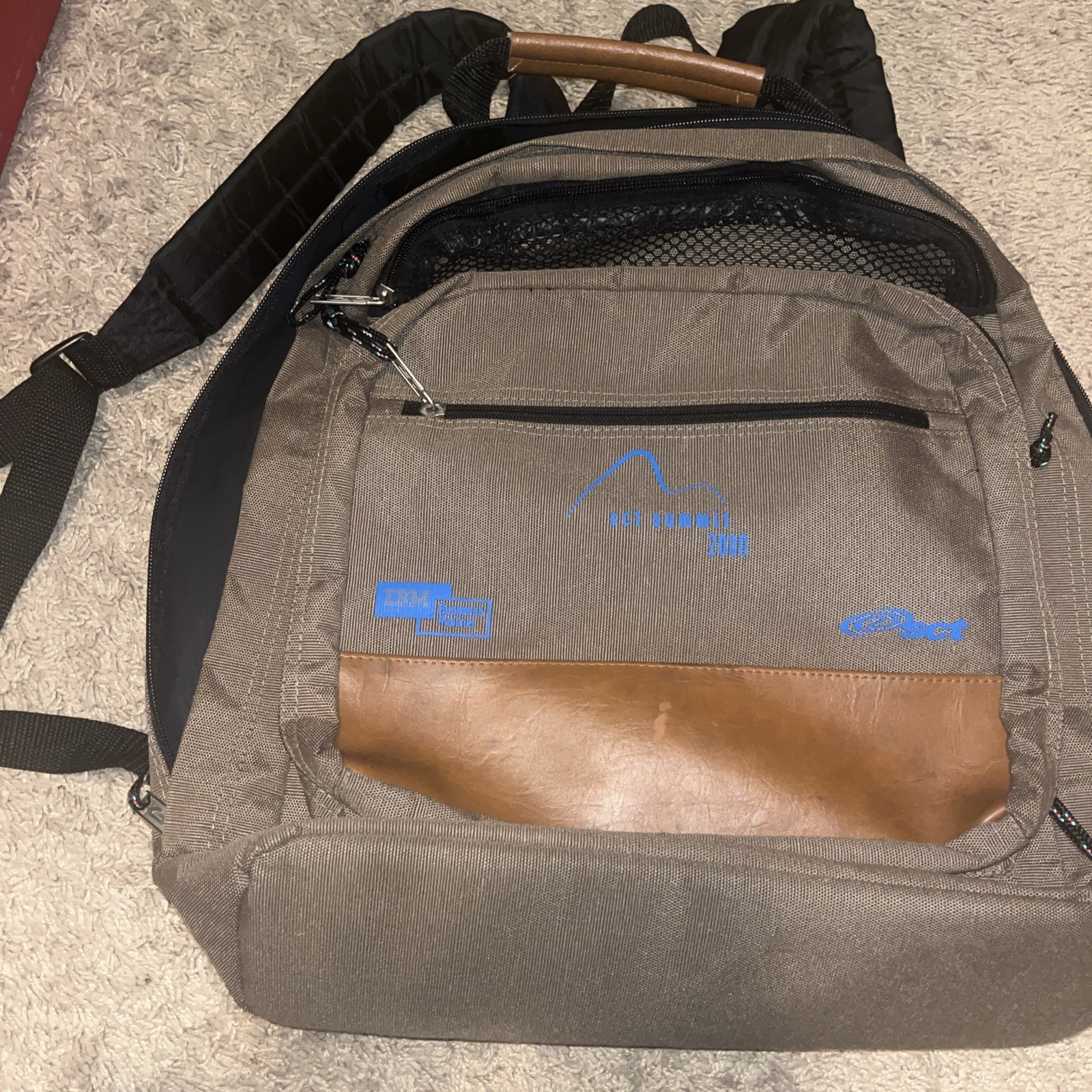 Vintage IBM Laptop Backpack Canvas Leather 2000 Y2K System & Computer Technology