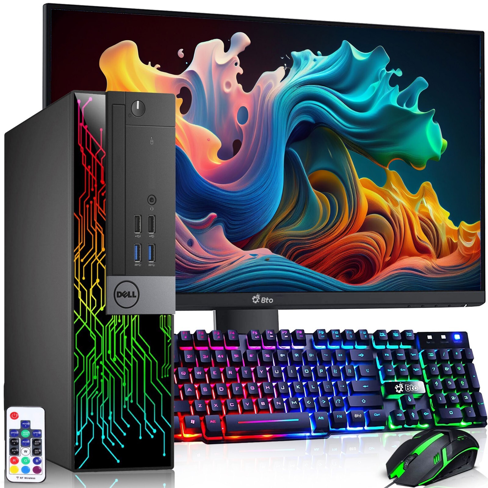 Dell Desktop PC RGB SFF Intel Core i5-6th 16GB 1TB SSD 22" LED Wi-Fi Windows 11