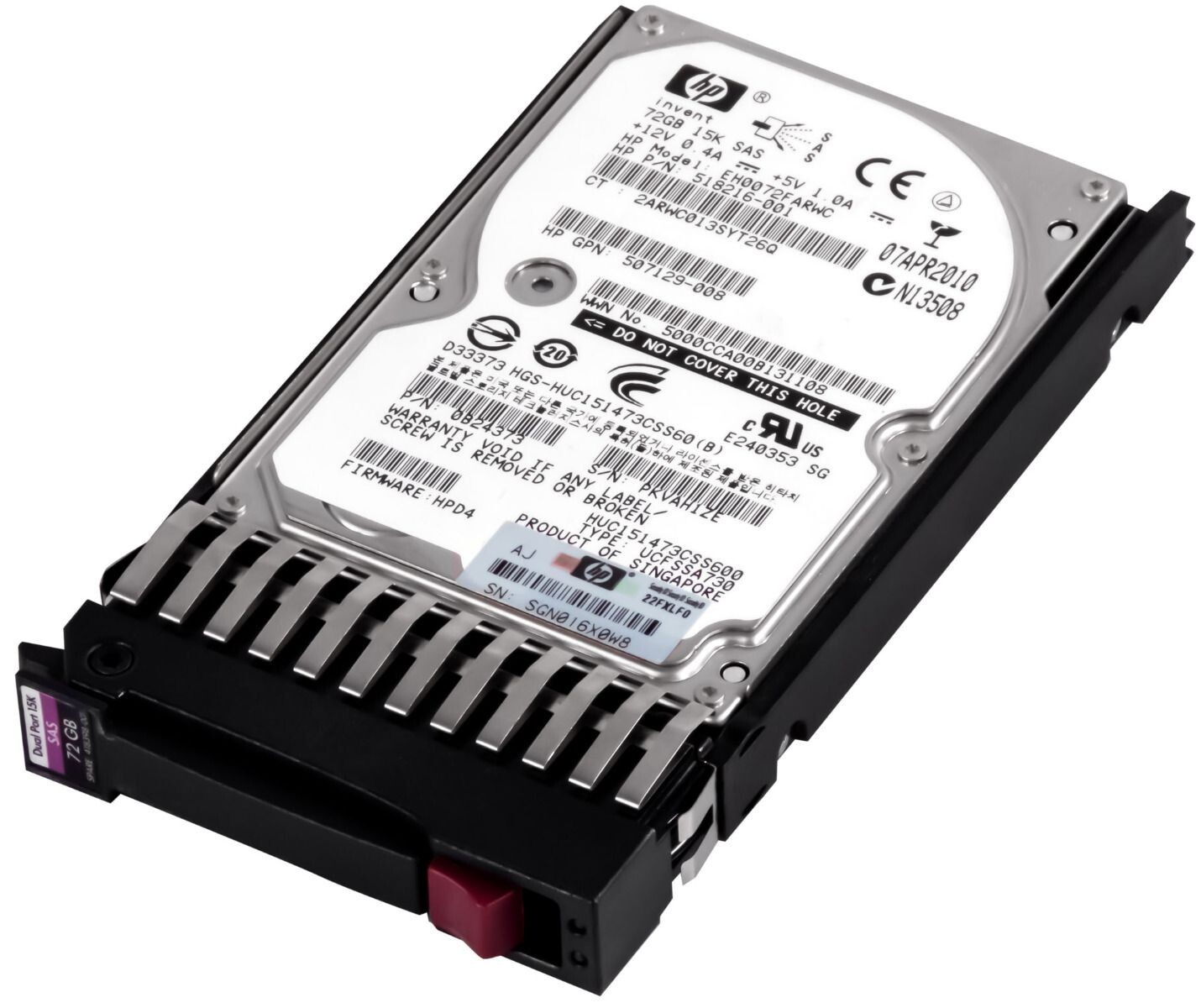 HARD DRIVE HP EH0072FARWC 518216-001 72GB 15000RPM 16MB CACHE SAS-2 2.5" inch