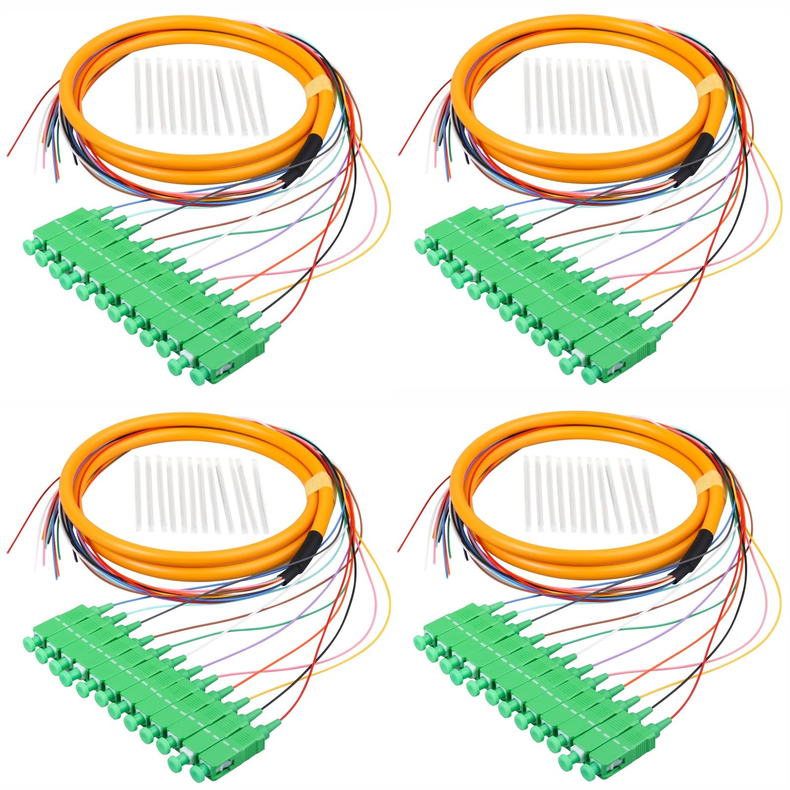 SC/APC Fiber Optic Pigtail 1.2m 12 Strand SingleMode 9/125 Fusion Cord 4 PCS
