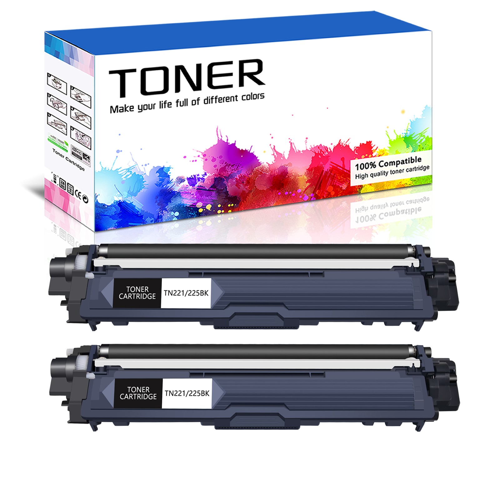 2PK TN225 Black Toner for Brother TN221 HL-3170CDW 3150CDN MFC-9130CW MFC-9340CW