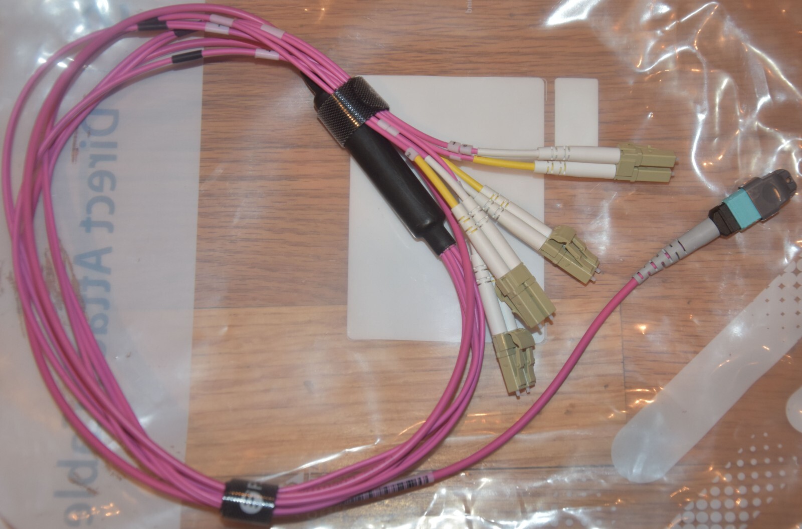 MTP Female 8 Fibers OM4 50/125 Multimode Breakout to 4 LC 1.5 Meter
