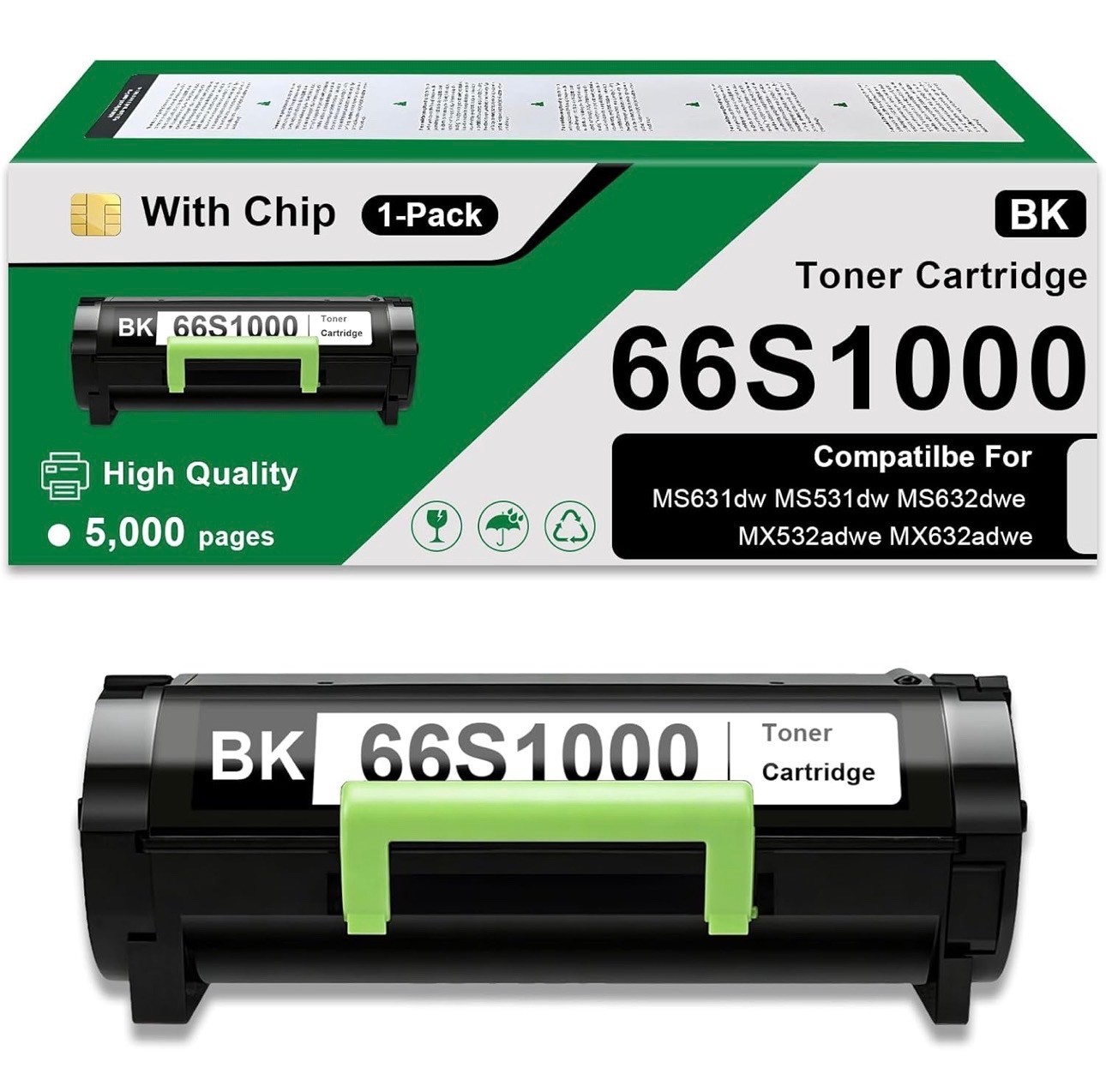 66S1000 Black Toner Cartridge for Lexmark MS531dw MS631 MS631dw MS632 MS632dwe