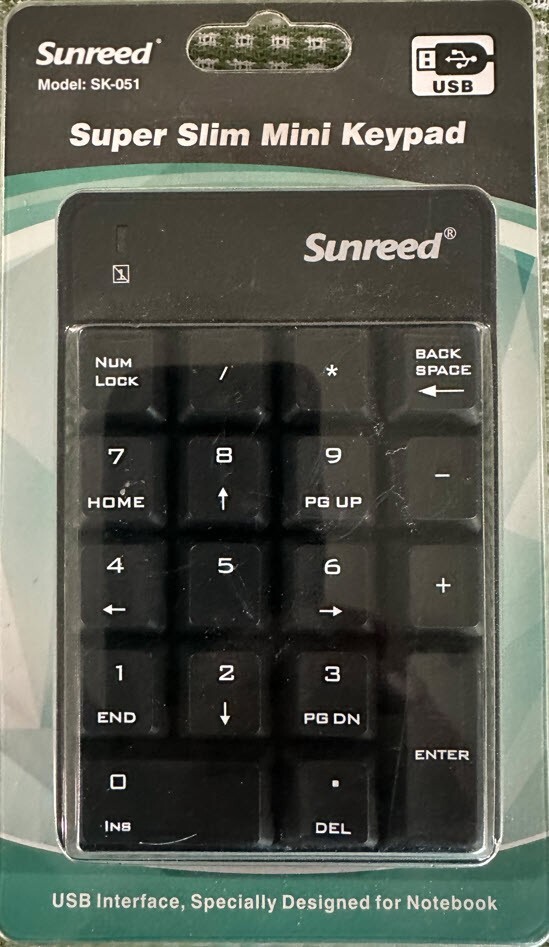 Sunreed 10-Key Numeric Keypad Portable Mini - USB Cord [NEW]