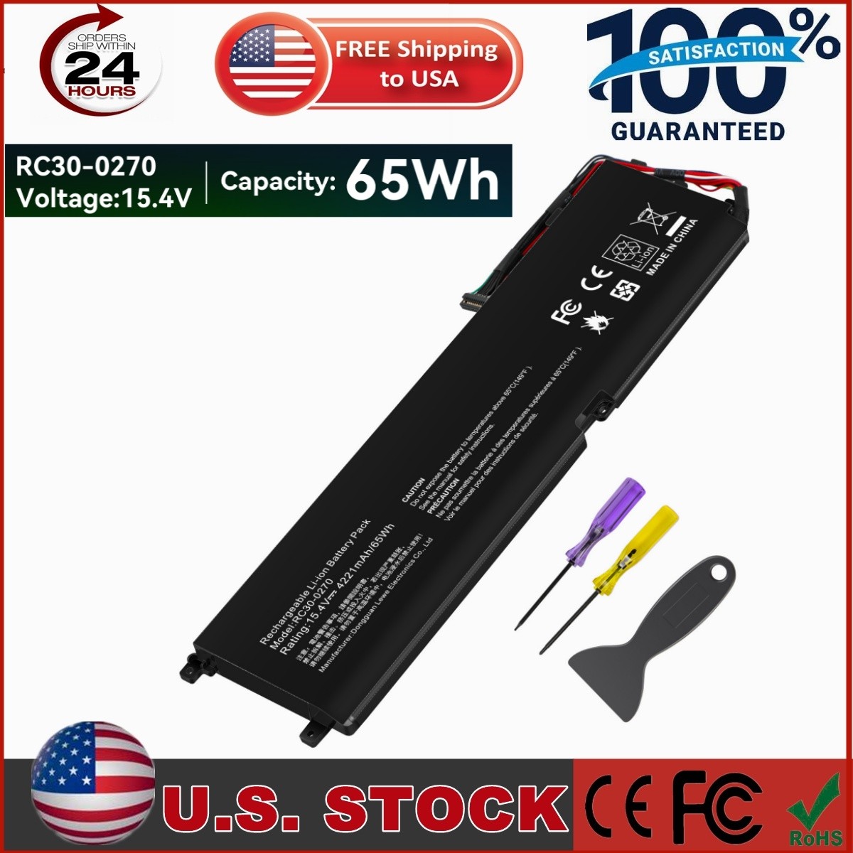 65Wh RC30-0270 RZ09-0270 RZ09-0300 Battery for Razer Blade 15 2018 2019 Base