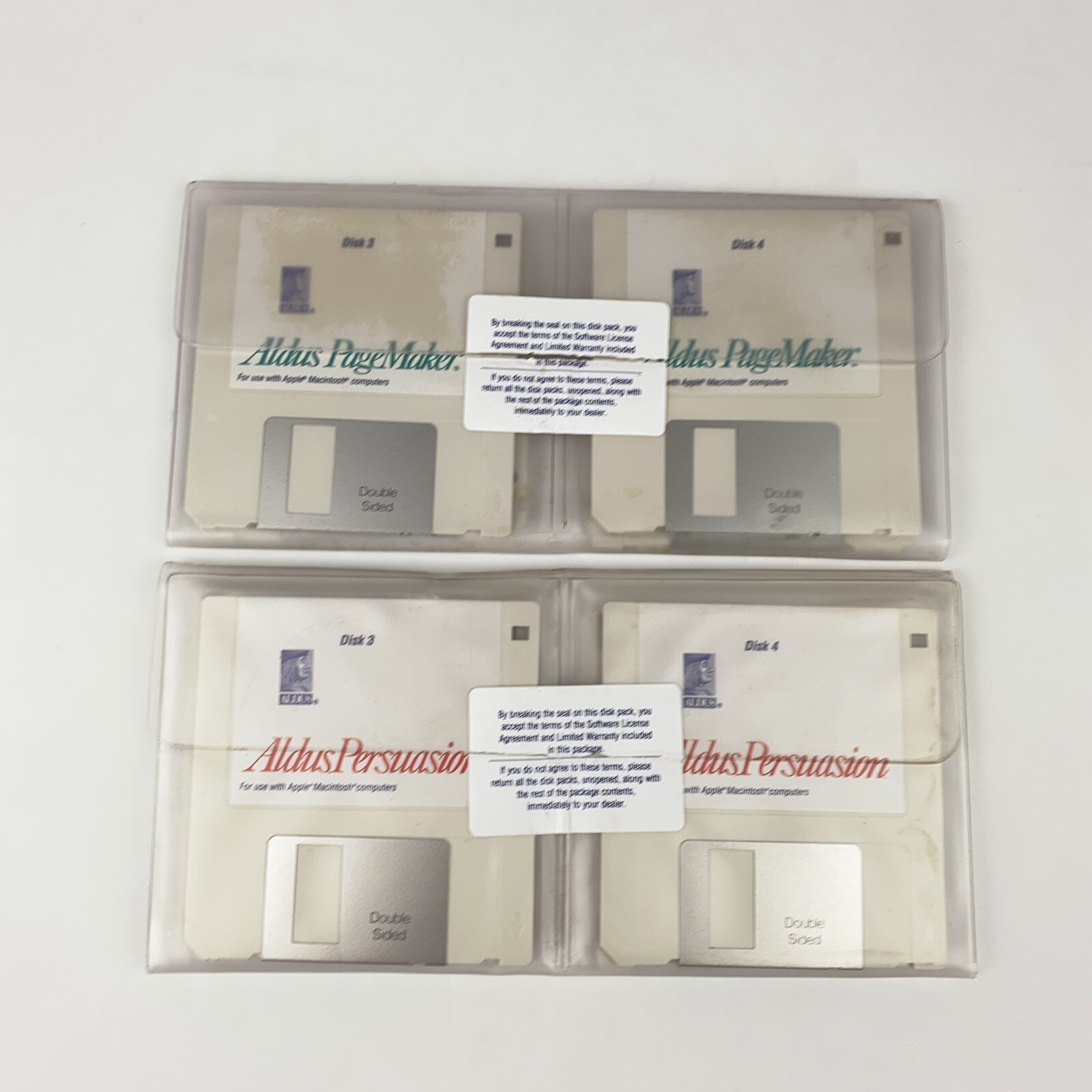 Vintage 1990 Aldus PageMaker/Persuasion Macintosh Software 3.5" Floppy Disks