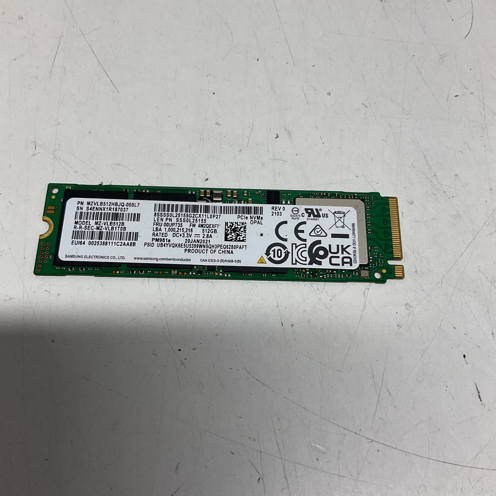 Samsung 512GB PM981a NVMe M.2 Solid State Drive MZ-VLB512B MZVLB512HBJQ-000L7