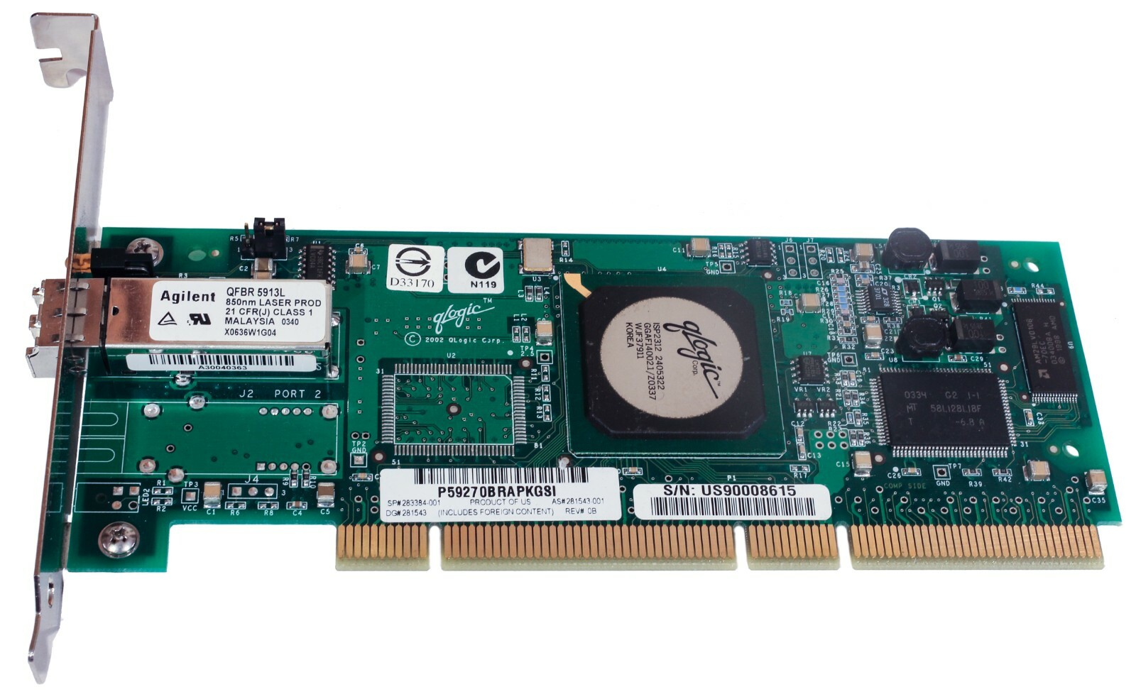 Qlogic ISP2312 Agilent QFBR5913L Fiber Optic Channel 2Gb PCI-X 