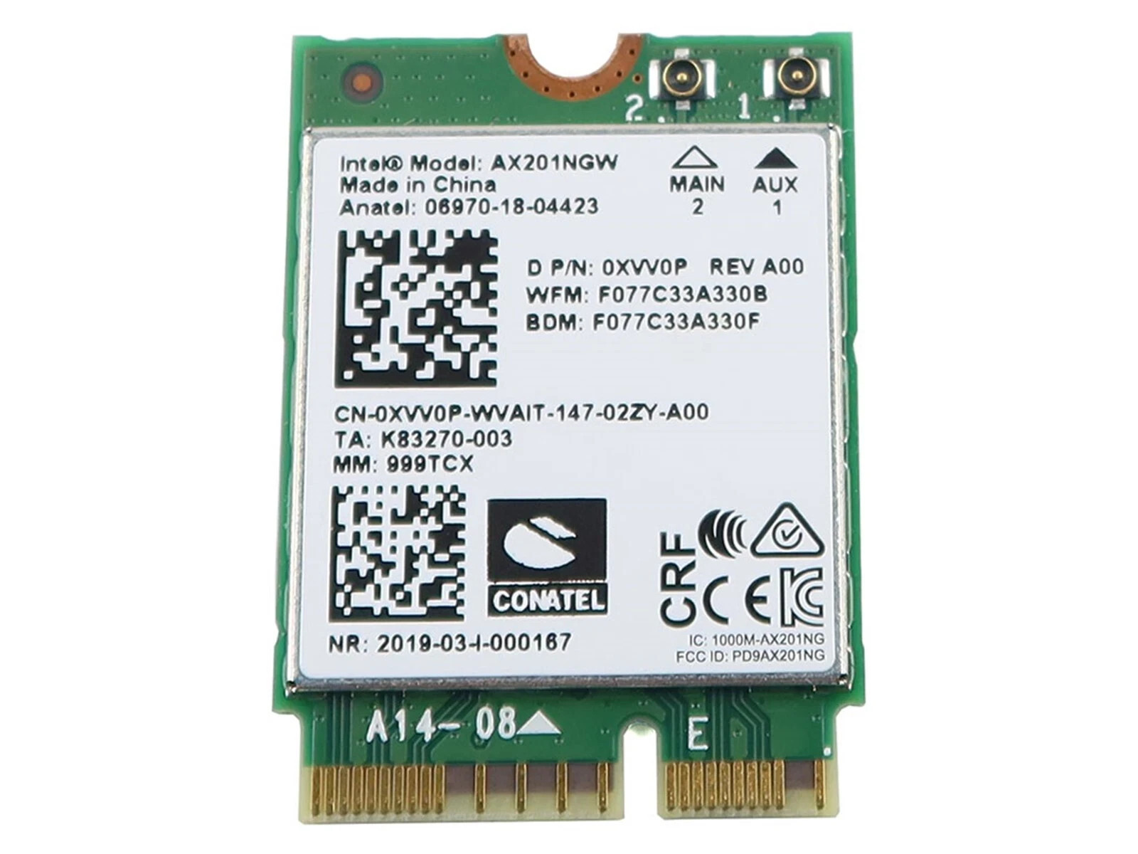 INTEL WI-FI 6 AX201 M.2 2230 CNVIO2 802.11AX WLAN BLUETOOTH 5.2 WIFI CARD XVV0P