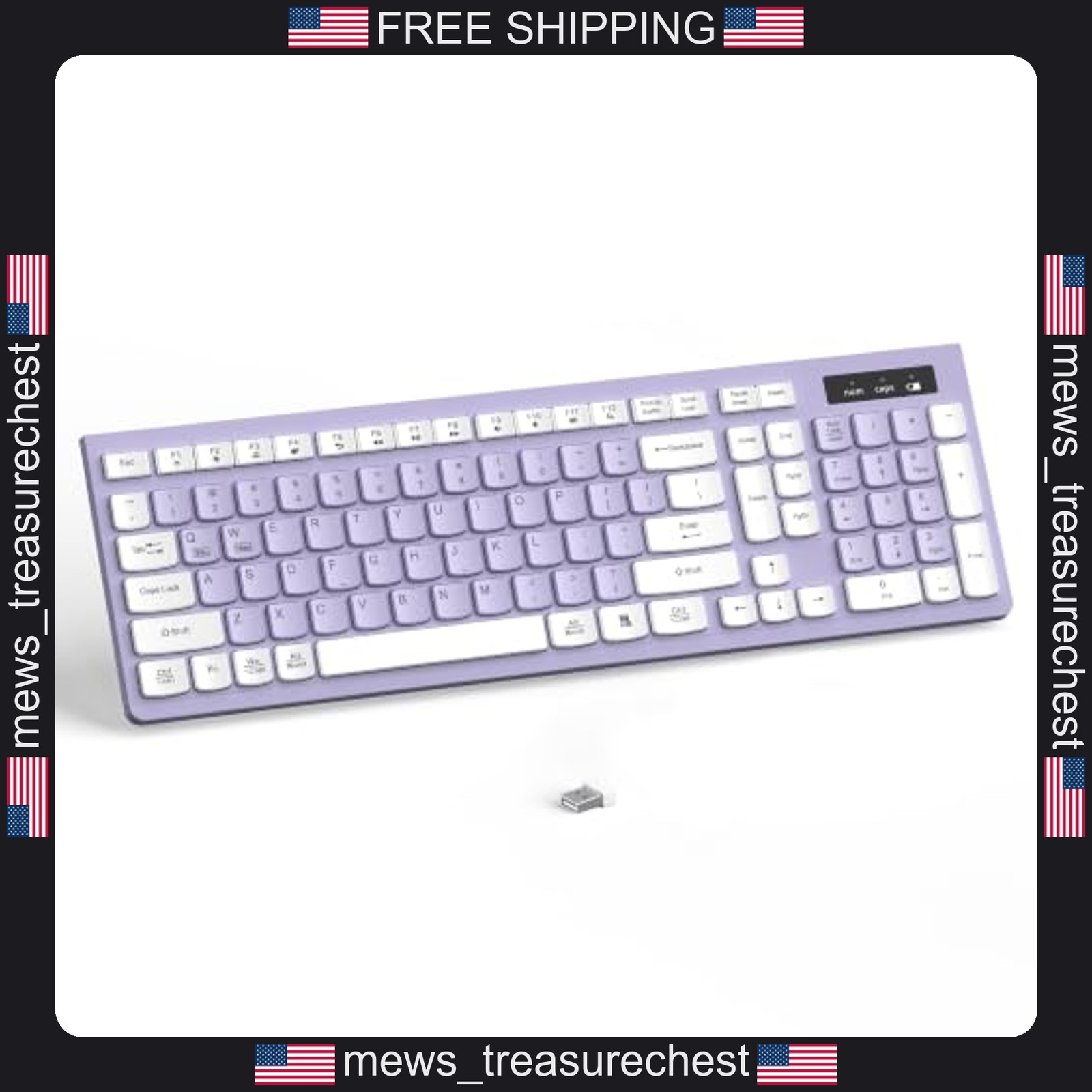 Wireless Keyboard Full Size with Numeric Keypad and Multimedia Keys