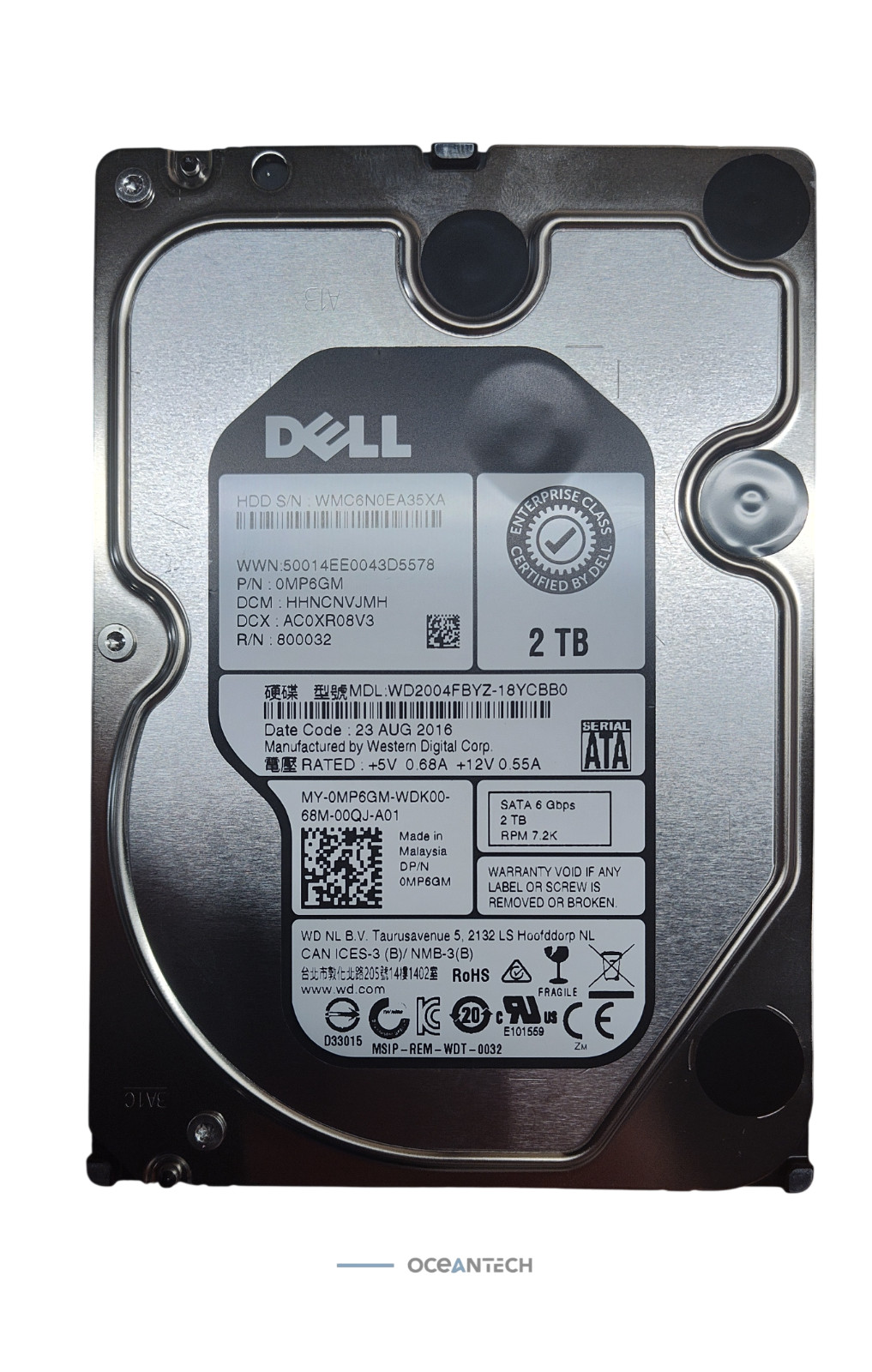 Dell 0MP6GM  WD2004FBYZ  2TB 7.2K SATA 6Gbps 64MB 3.5" Enterprise Hard Drive