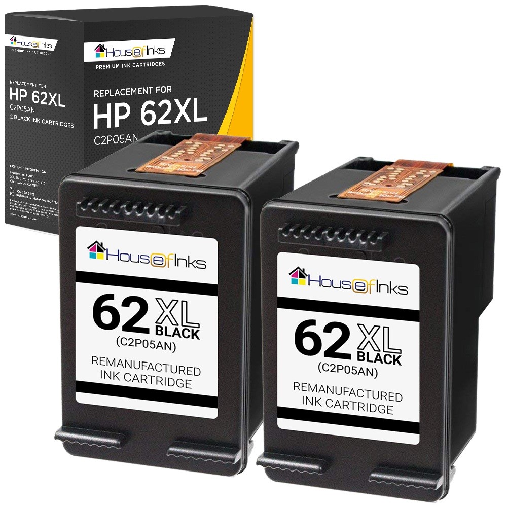 2PK For HP 62XL 2-Black C2P04AN Ink Cartridge for ENVY 5646 5660 7640 7645