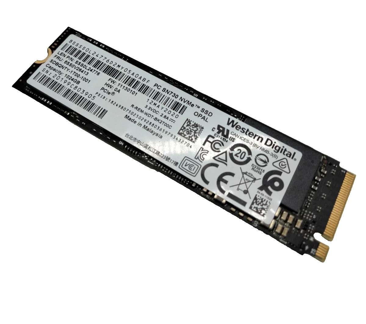 Western Digital PC SN730 1TB M.2 2280 PCIe NVMe Internal SSD SDBQNTY-1T00-1001
