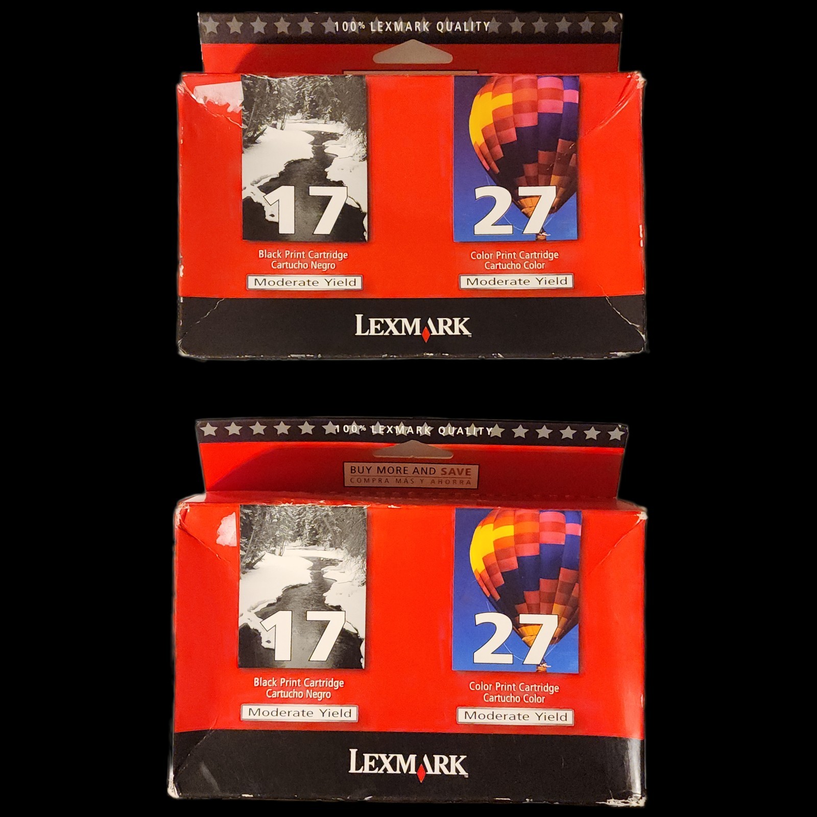 NEW TWO 2X Genuine Lexmark 17 & 27 Black Color Ink Cartridges Combo Pack 2008