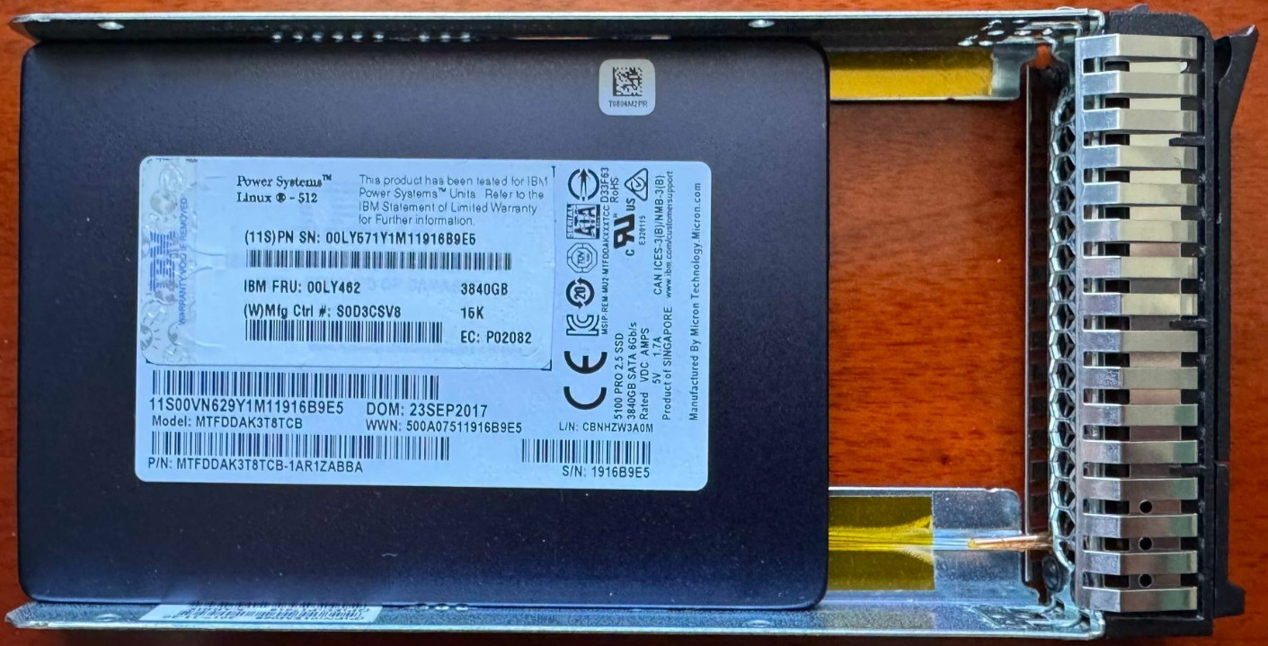 Micron 5100 Pro IBM Power Systems 3.84TB SSD SAS 6G 2.5"  with caddy