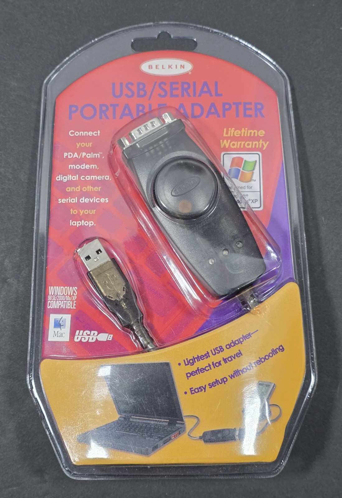 Belkin F5U409-CU USB to Serial DB9 Portable Adapter Windows Mac New Sealed