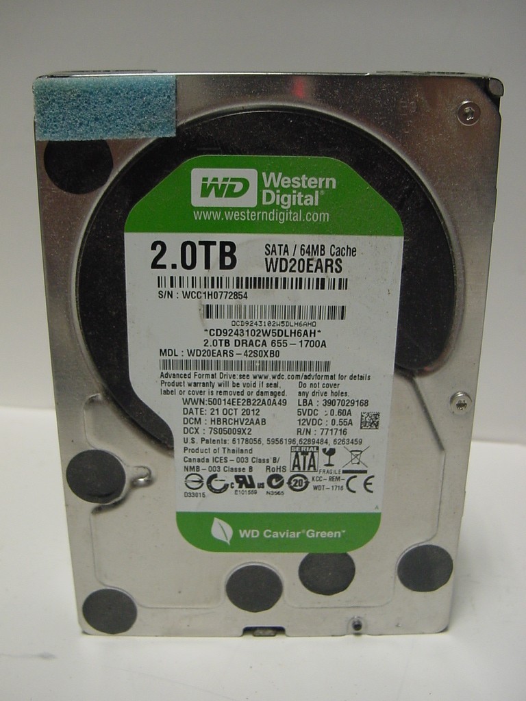 2.0TB WESTERN DIGITAL INTERNAL SATA HARD DRIVE WD20EARS