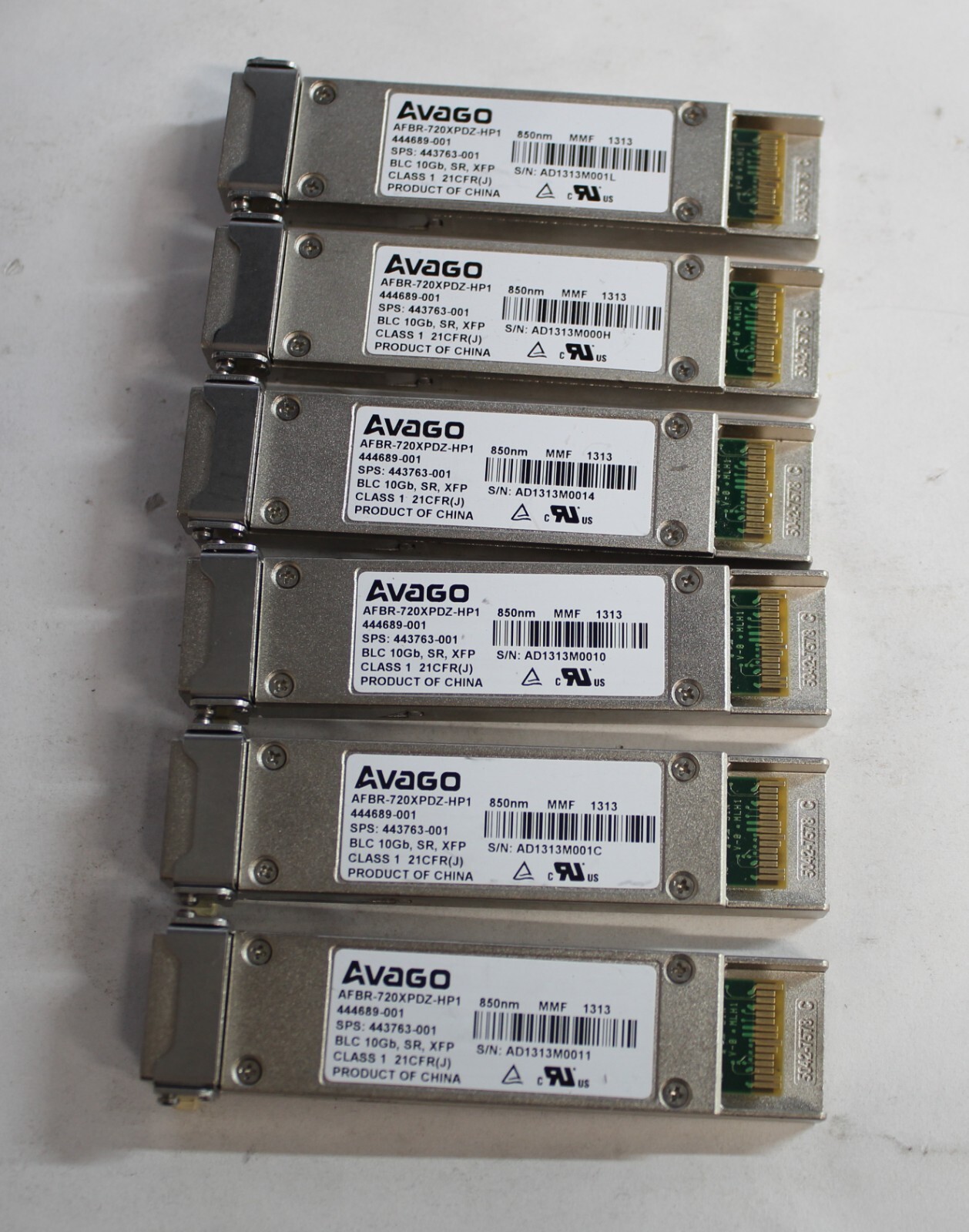 Lot of*6 Avago AFBR-720XPDZ-HP1 SR 10G 850nm XFP 444689-001 Optical Transiver