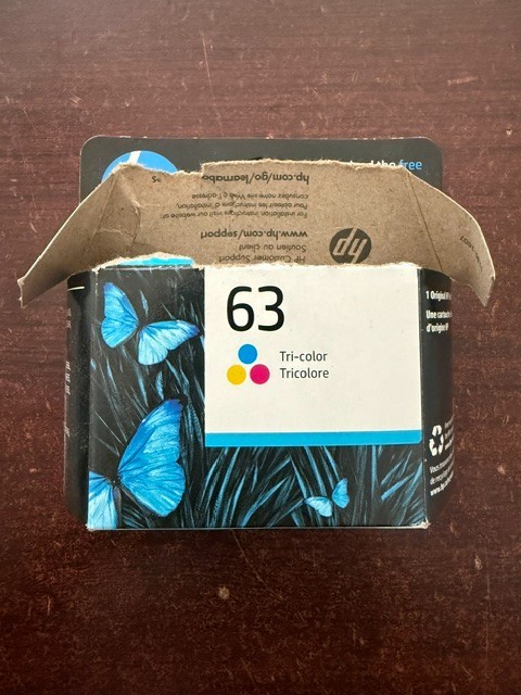 Genuine HP 63 Tri-Color Ink Cartridge Genuine New Open Bx Sealed Bag Exp 09/2026