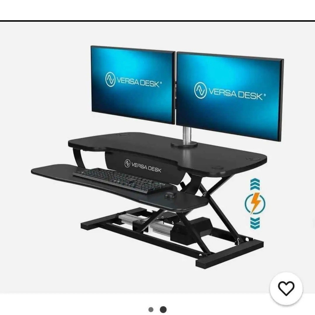 Versa Desk Power Pro Electric Height Adjustable Desktop Riser 36in Black USB