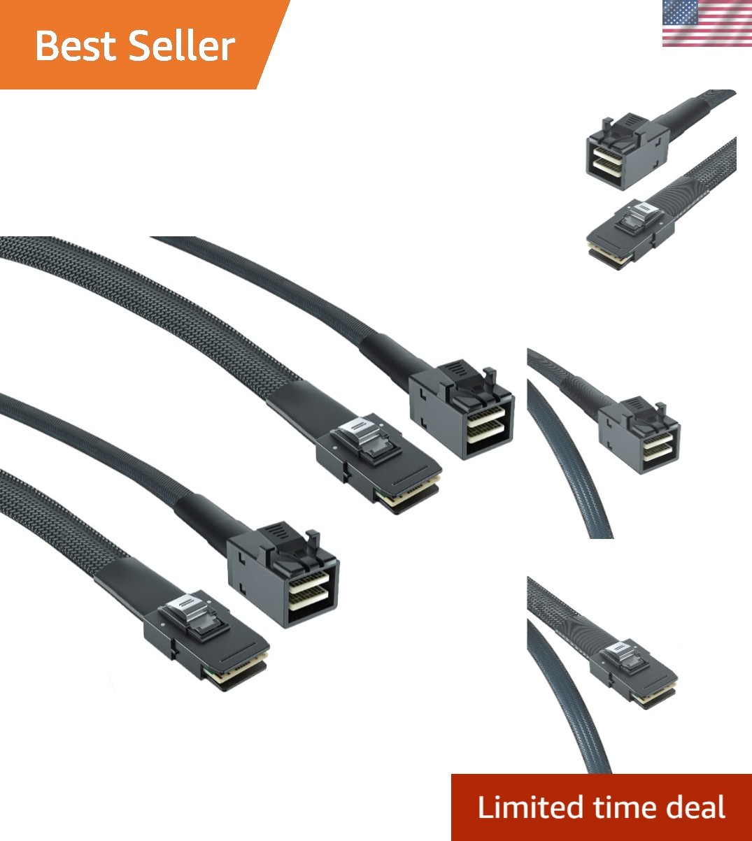 2 Pack 12G Internal Mini SAS HD SFF-8643 to SFF-8087 Cable, 0.8m, 36 Pin, wit...