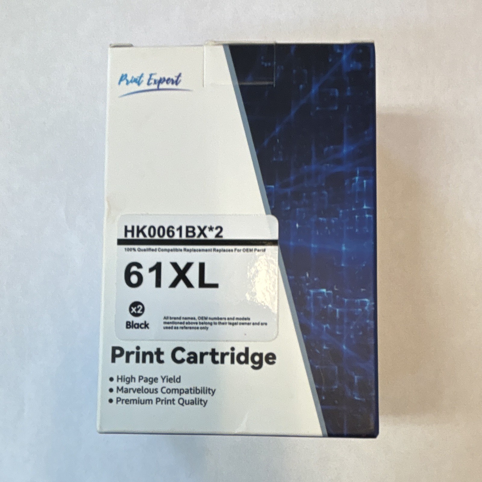 Print Expert 61XL Black Compatible Inkjet Cartridge 2 Pack For HP HK0061BX*2
