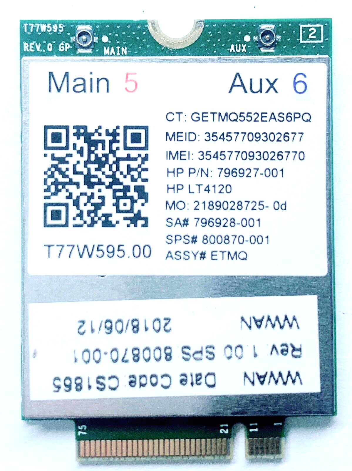 🔥HP LT4120 LTE 4G T77W595 150Mbps M.2 Modem Module for HP 840 850 820 745 1030