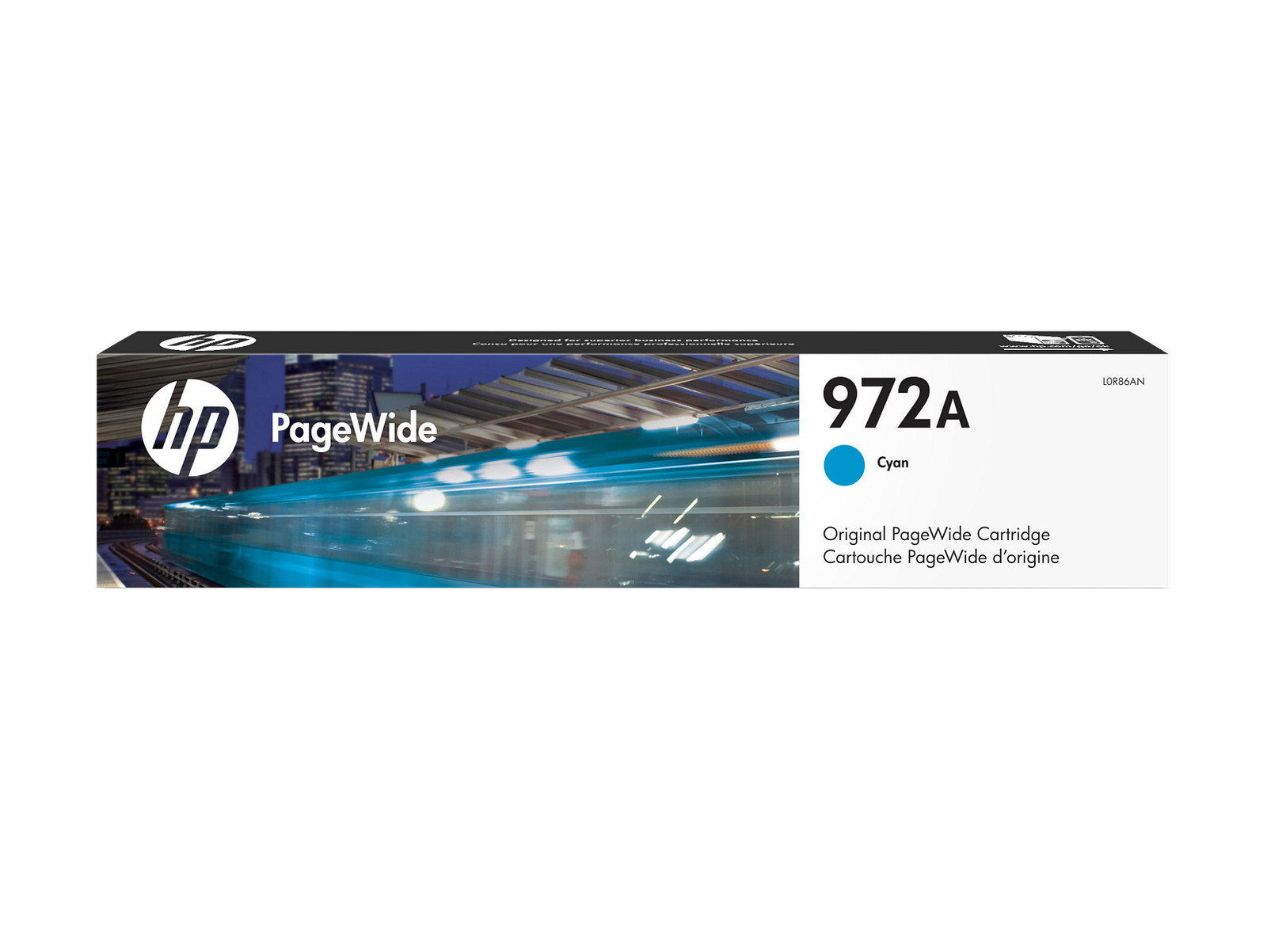 HP 972A Cyan Original PageWide Cartridge, ~3,000 pages, L0R86AN