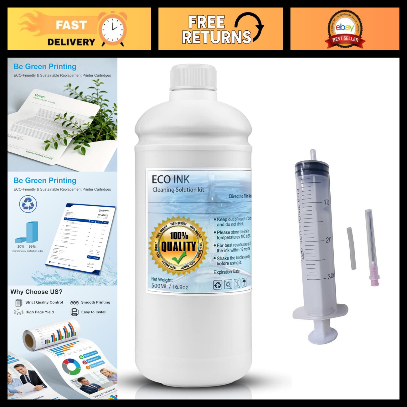 500ML Eco Solvent Ink Print Head Cleaning Kit - Ink Maintenance Solution