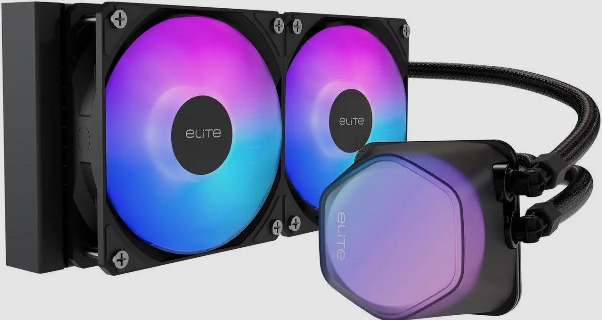 Cooler Master Elite Liquid 240 CPU AIO Cooler 240mm Radiator 2x ARGB PWM Fans