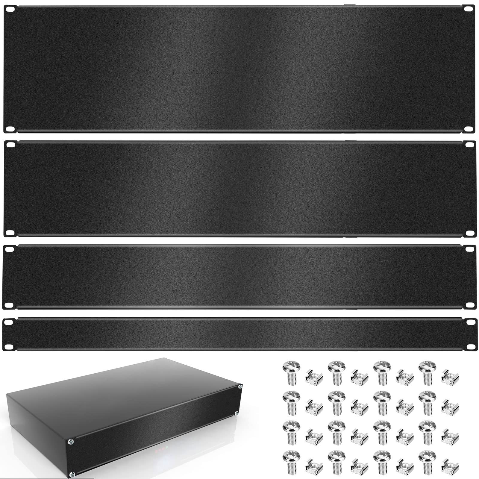 4 Pack 1U/2U/3U/4U Blank Panel 1U Blanking Panel Metal Disassembled Blank Pan...